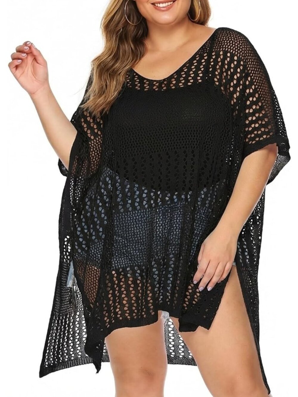 〽️Women's Swimsuit Coverup Black Summer Crochet Bathing Suit Beach Swim Dress